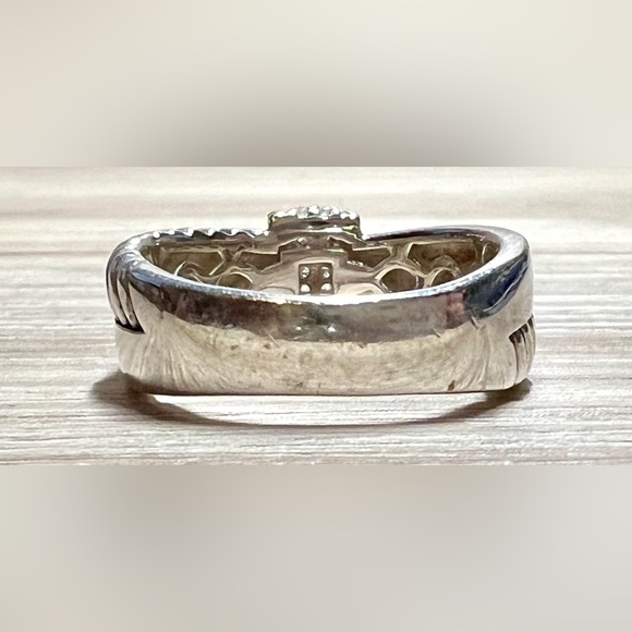 Vintage Designer Signed ATR Sterling Silver & 18K Gold Diamond Ring, Size 6 - Picture 4 of 12